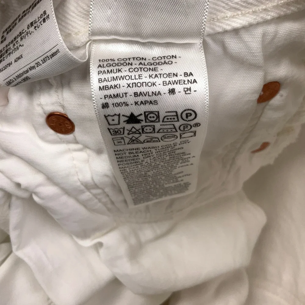 Levi's 501 Jeans Mens 30W 30L White Button Fly Straight Leg Coastal  Denim